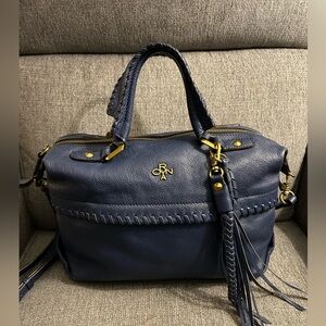 Oryany navy leather satchel